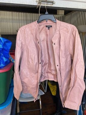 torrid Blush Pink Faux Leather Collarless Jacket